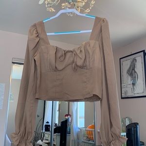 Tan Long Sleeve Blouse (Haute Monde)